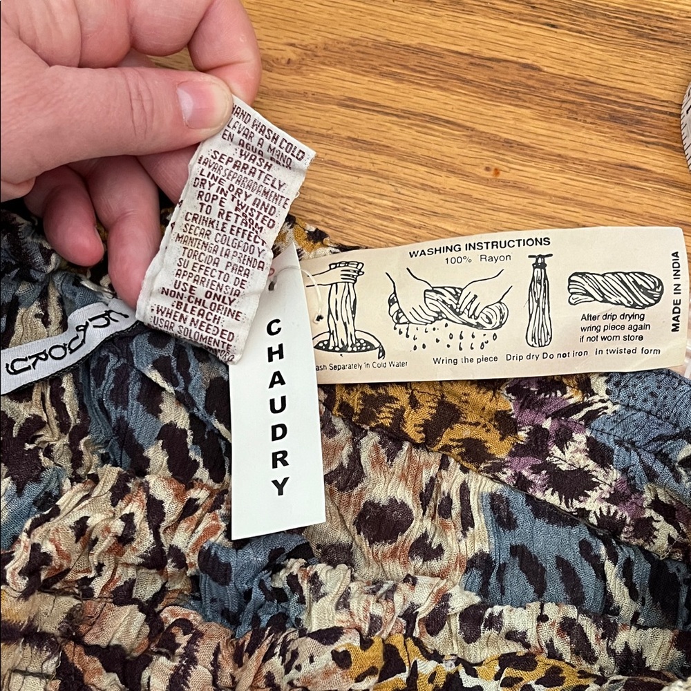 NWT Chaudry Leopard Print Patchwork Pleated Skirt… - image 5